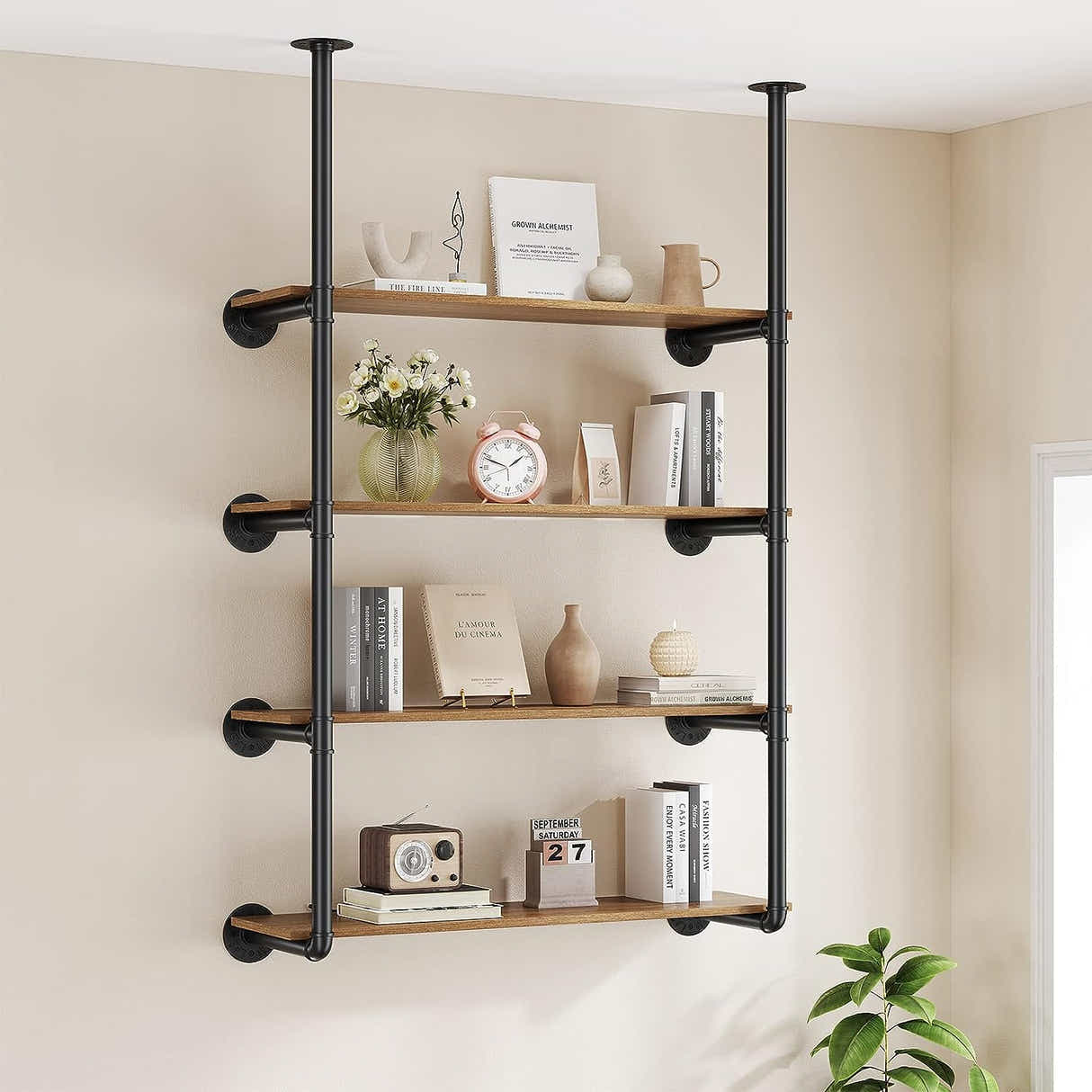 DS BS Industrial Iron Pipe DIY Shelf - 4 Tier