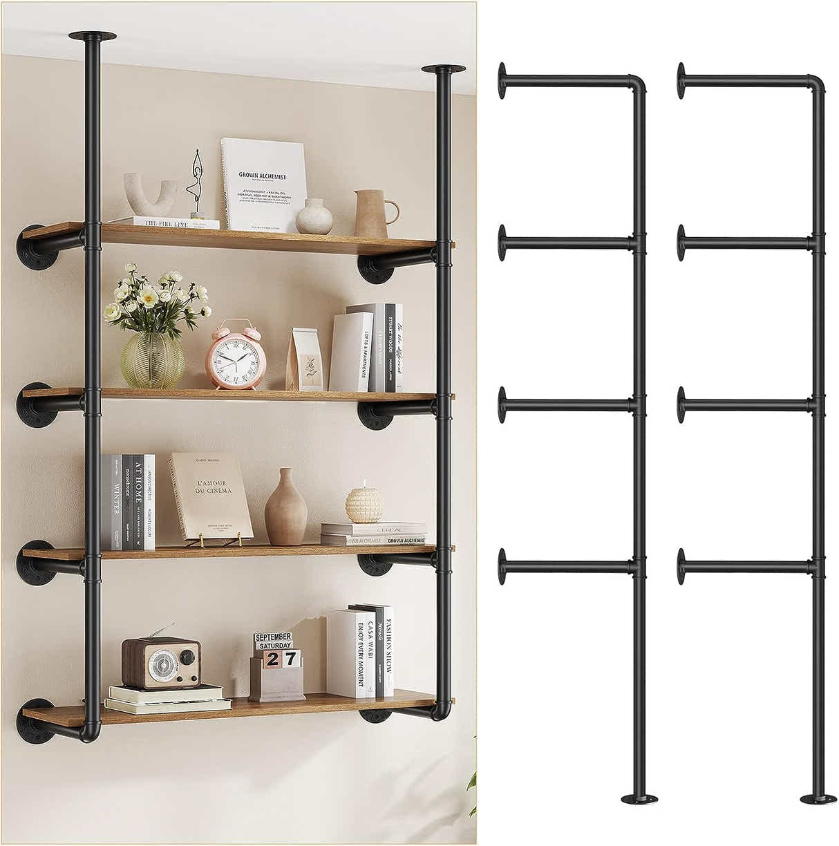 DS BS Industrial Iron Pipe DIY Shelf - 4 Tier