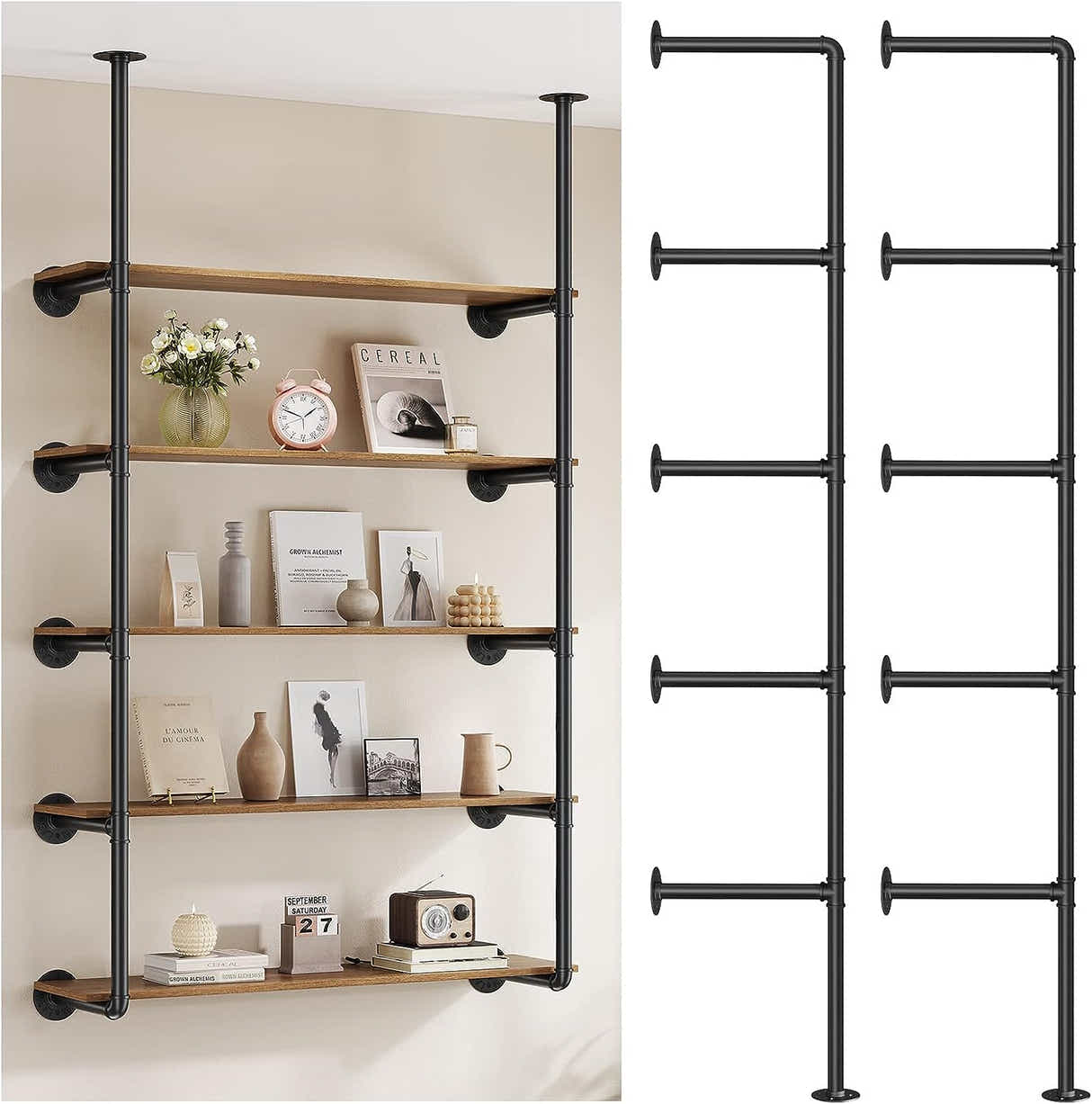 DS BS Industrial Iron Pipe DIY Shelf - 5 Tier
