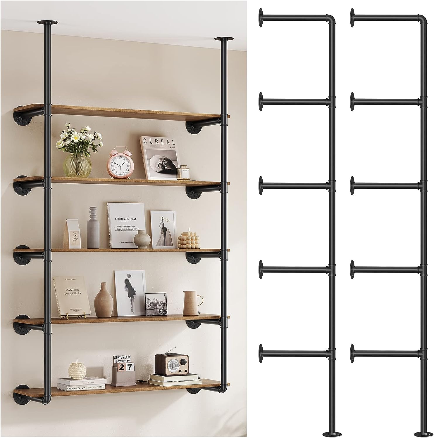 DS BS Industrial Iron Pipe DIY Shelf - 5 Tier