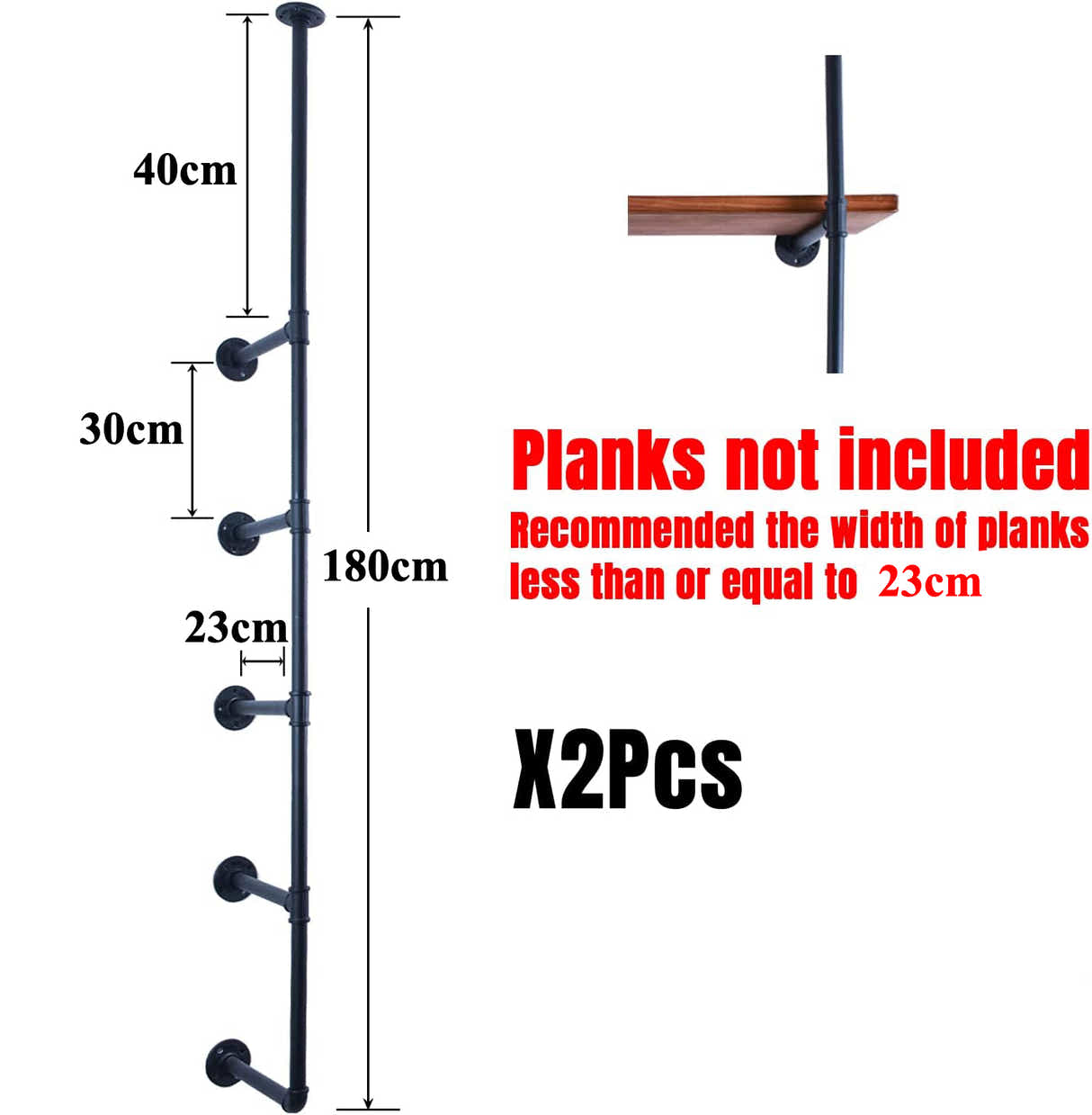 DS BS Industrial Iron Pipe DIY Shelf - 5 Tier