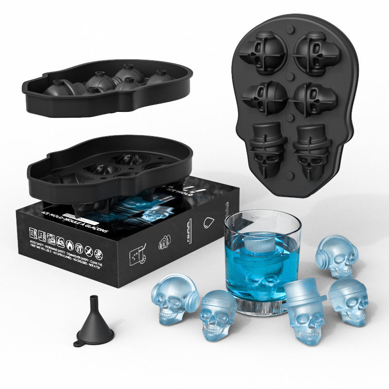 DS BS 2Pack 3D 6 Skull Shaped Silicone Ice Mold