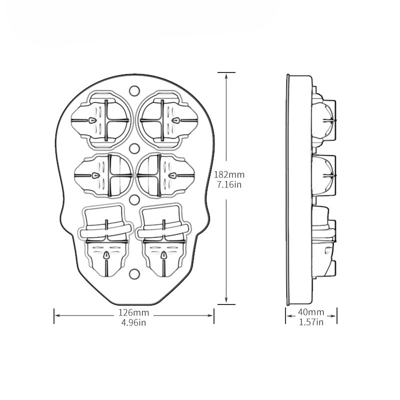 DS BS 2Pack 3D 6 Skull Shaped Silicone Ice Mold