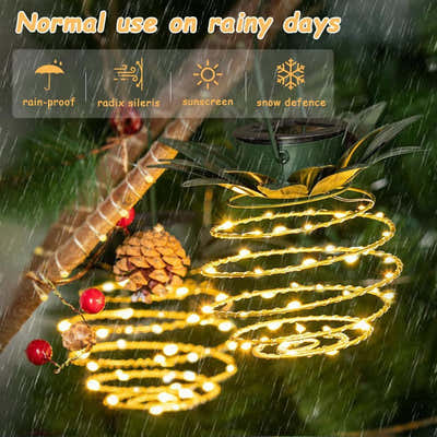 DS BS 2Pack Outdoor Solar Hanging Pineapple Lantern Lights