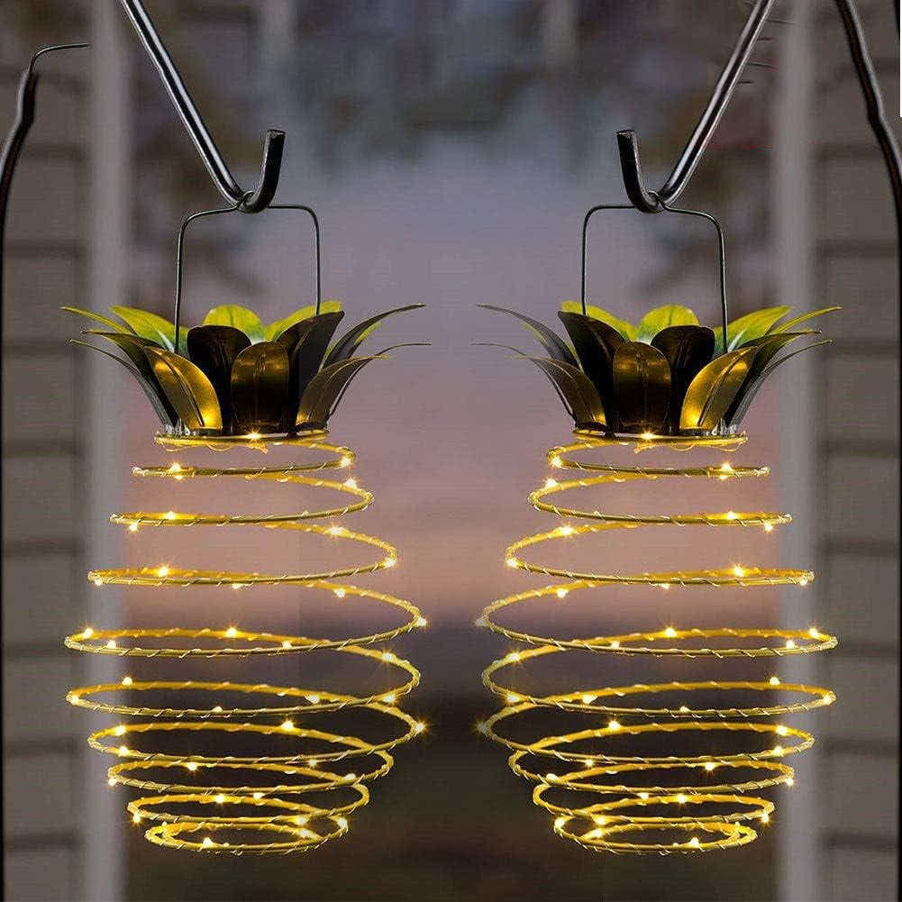 DS BS 2Pack Outdoor Solar Hanging Pineapple Lantern Lights