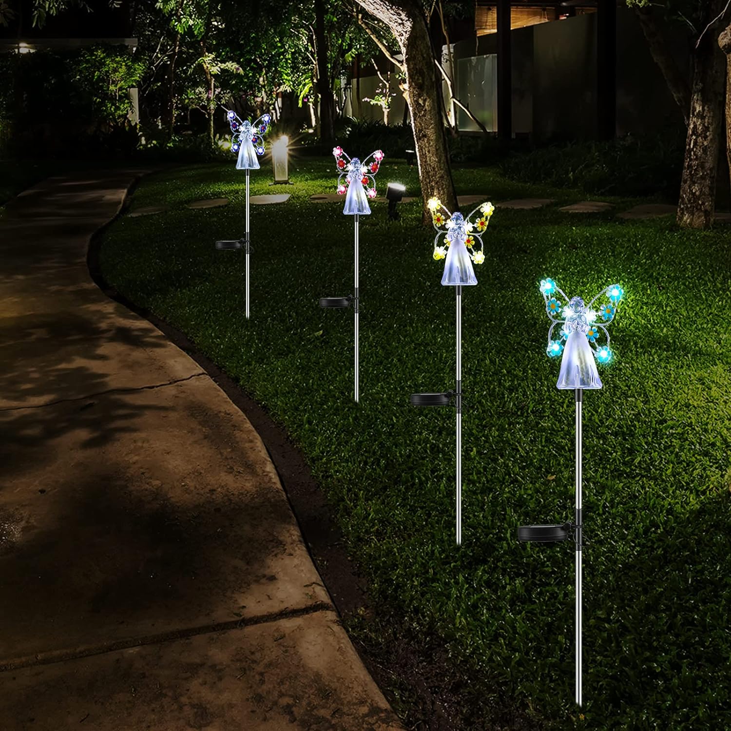 DS BS 4 Pieces Solar Angel Garden Stake Lights