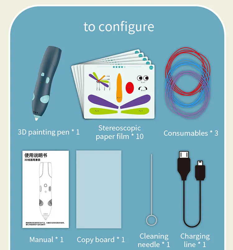 DS BS 3D Pen Printing Set For Kid 56M Filament Refill-Purple