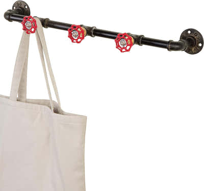 DS BS Industrial Pipe Coat Rack with Faucet Valve-80CM