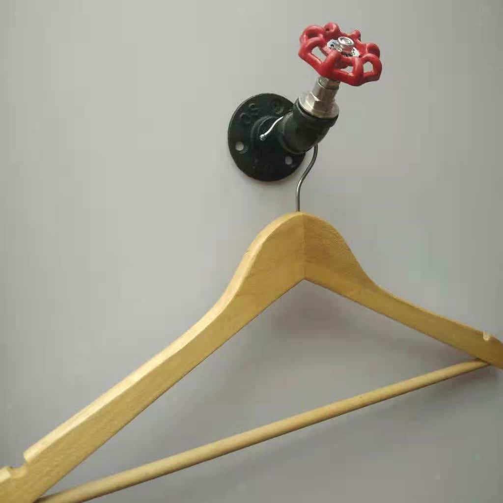 DS BS 2 Pack Industrial Pipe Robe Hook with Faucet Valve