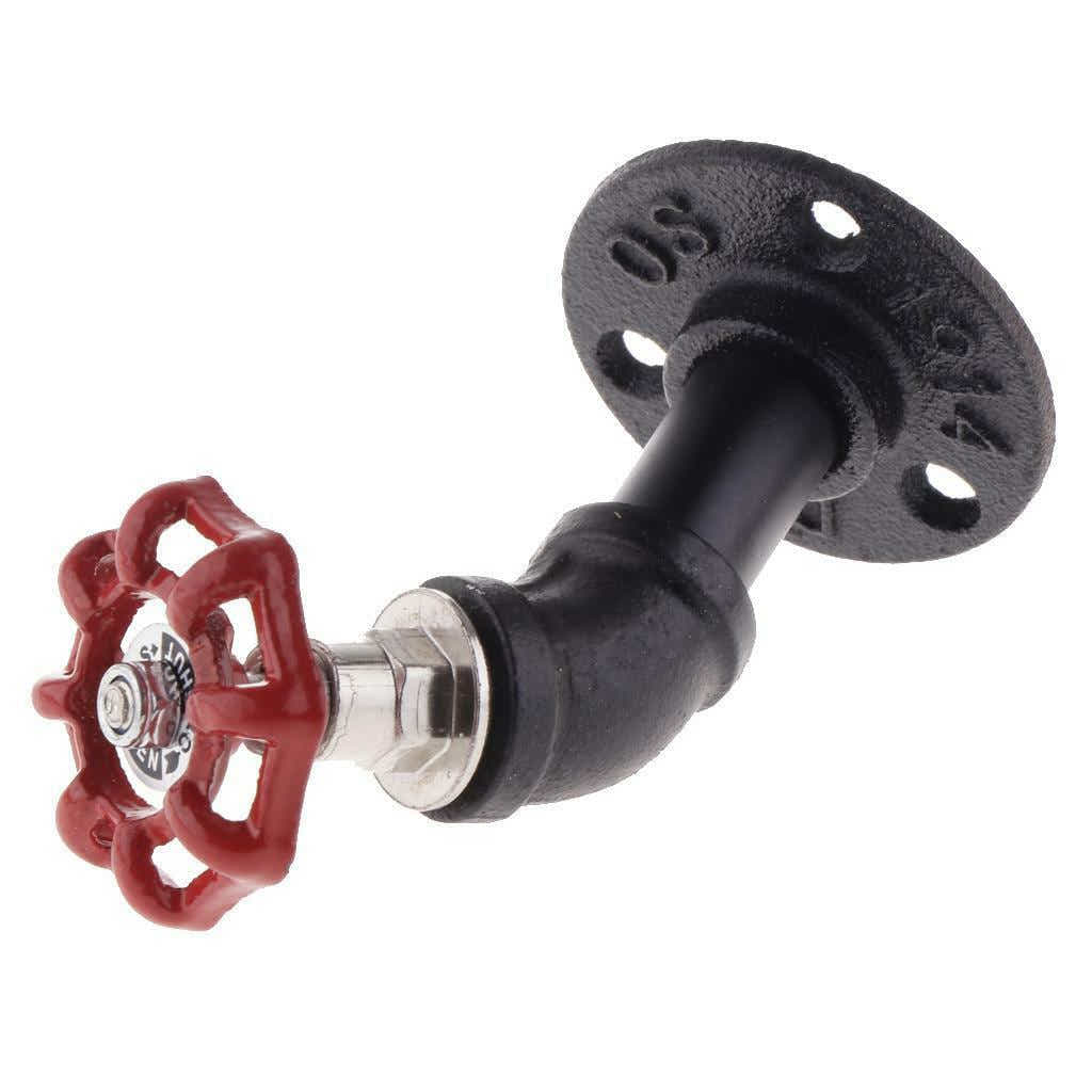 DS BS 2 Pack Industrial Pipe Robe Hook with Faucet Valve