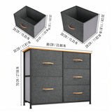 DS BS 5 Drawers Steel Frame Fabric Storage Chest-Dark Gray