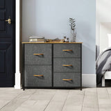 DS BS 5 Drawers Steel Frame Fabric Storage Chest-Dark Gray