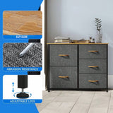DS BS 5 Drawers Steel Frame Fabric Storage Chest-Dark Gray