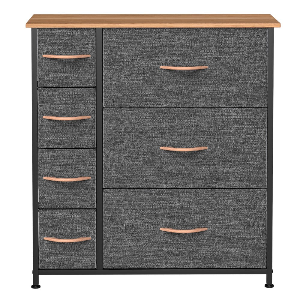 DS BS 7 Drawers Steel Frame Fabric Storage Chest-Dark Gray