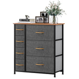 DS BS 7 Drawers Steel Frame Fabric Storage Chest-Dark Gray
