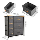 DS BS 7 Drawers Steel Frame Fabric Storage Chest-Dark Gray