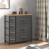 DS BS 7 Drawers Steel Frame Fabric Storage Chest-Dark Gray