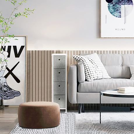 DS BS 4 Drawers Narrow Steel Frame Fabric Storage Chest-Gray