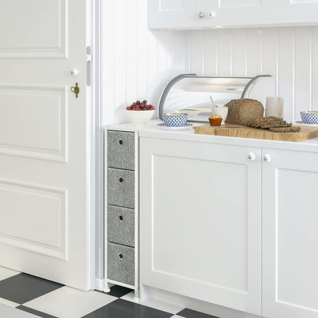 DS BS 4 Drawers Narrow Steel Frame Fabric Storage Chest-Gray