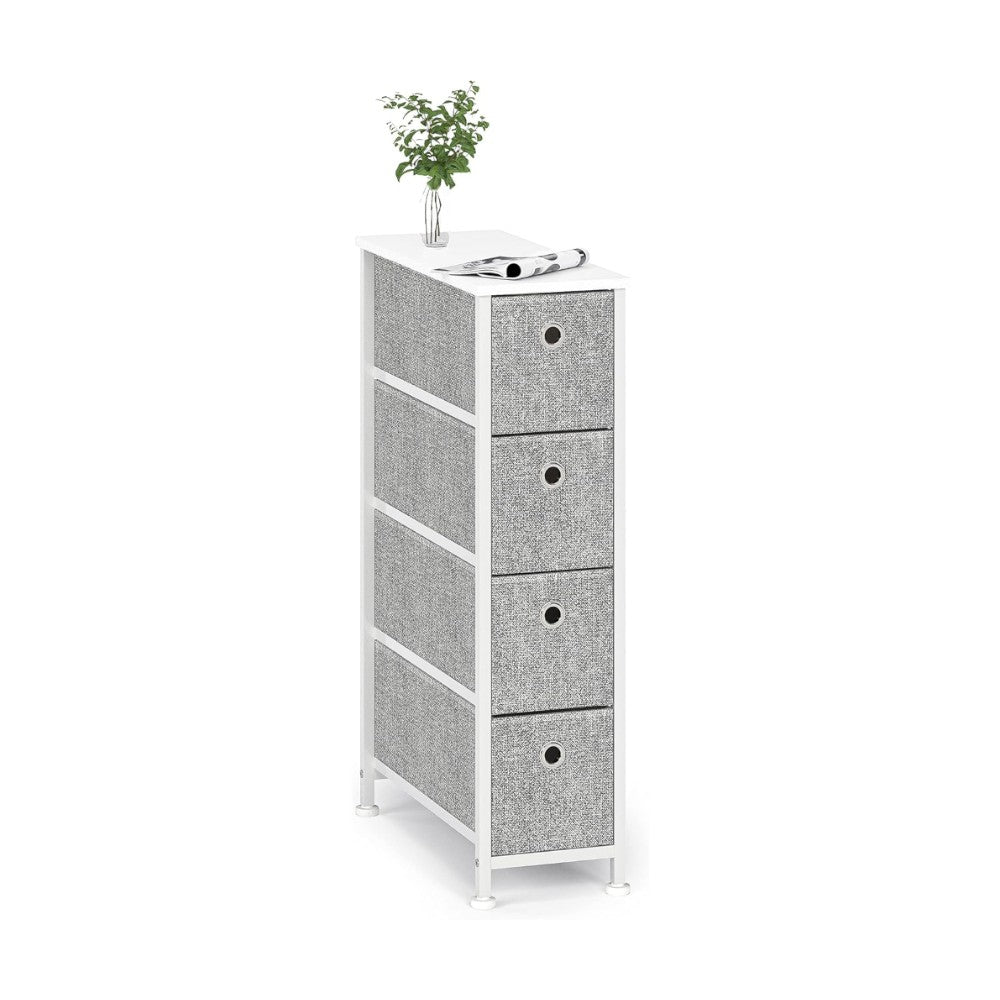 DS BS 4 Drawers Narrow Steel Frame Fabric Storage Chest-Gray