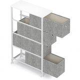 DS BS 4 Drawers Narrow Steel Frame Fabric Storage Chest-Gray