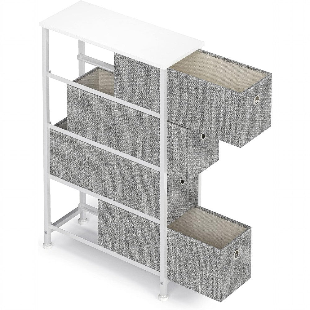 DS BS 4 Drawers Narrow Steel Frame Fabric Storage Chest-Gray