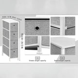 DS BS 4 Drawers Narrow Steel Frame Fabric Storage Chest-Gray