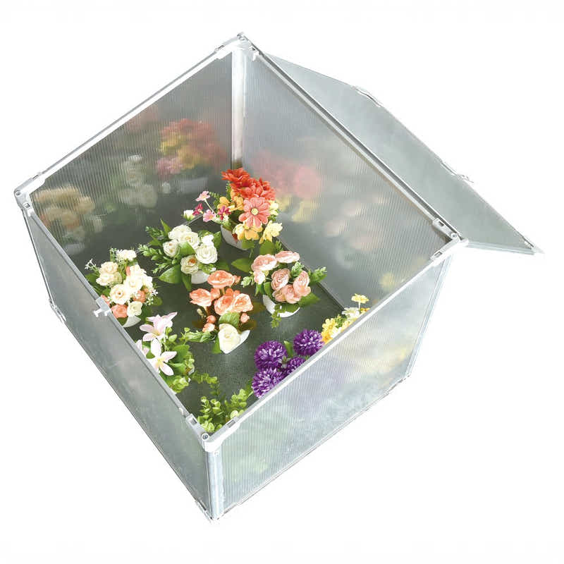 DS BS Mini Aluminum Frame Greenhouse with Roof Vent L60xW51xH51cm