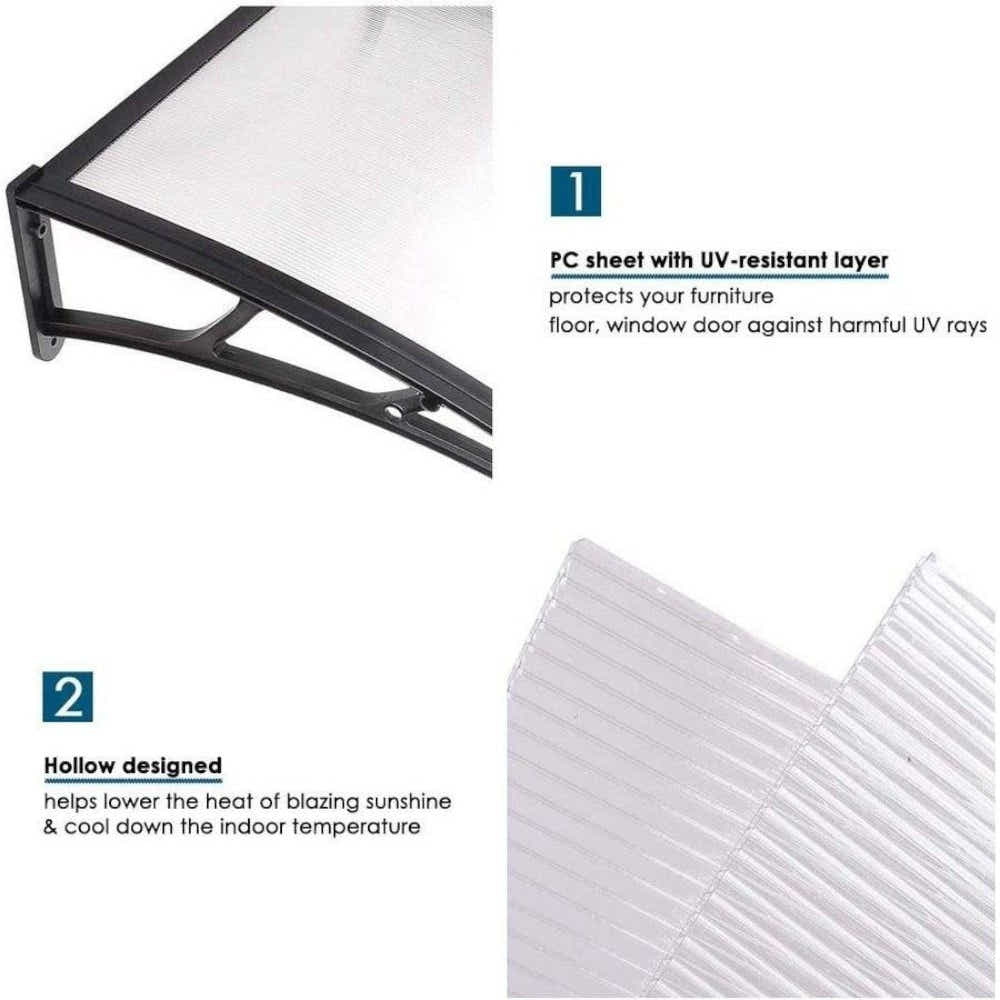 DS BS Door Awning Canopy 100x200cm – Outdoor Front Door Window Rain Shelter
