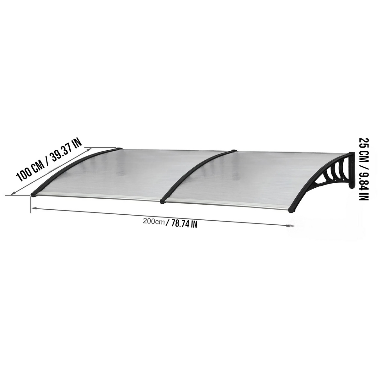 DS BS Door Awning Canopy 100x200cm – Outdoor Front Door Window Rain Shelter