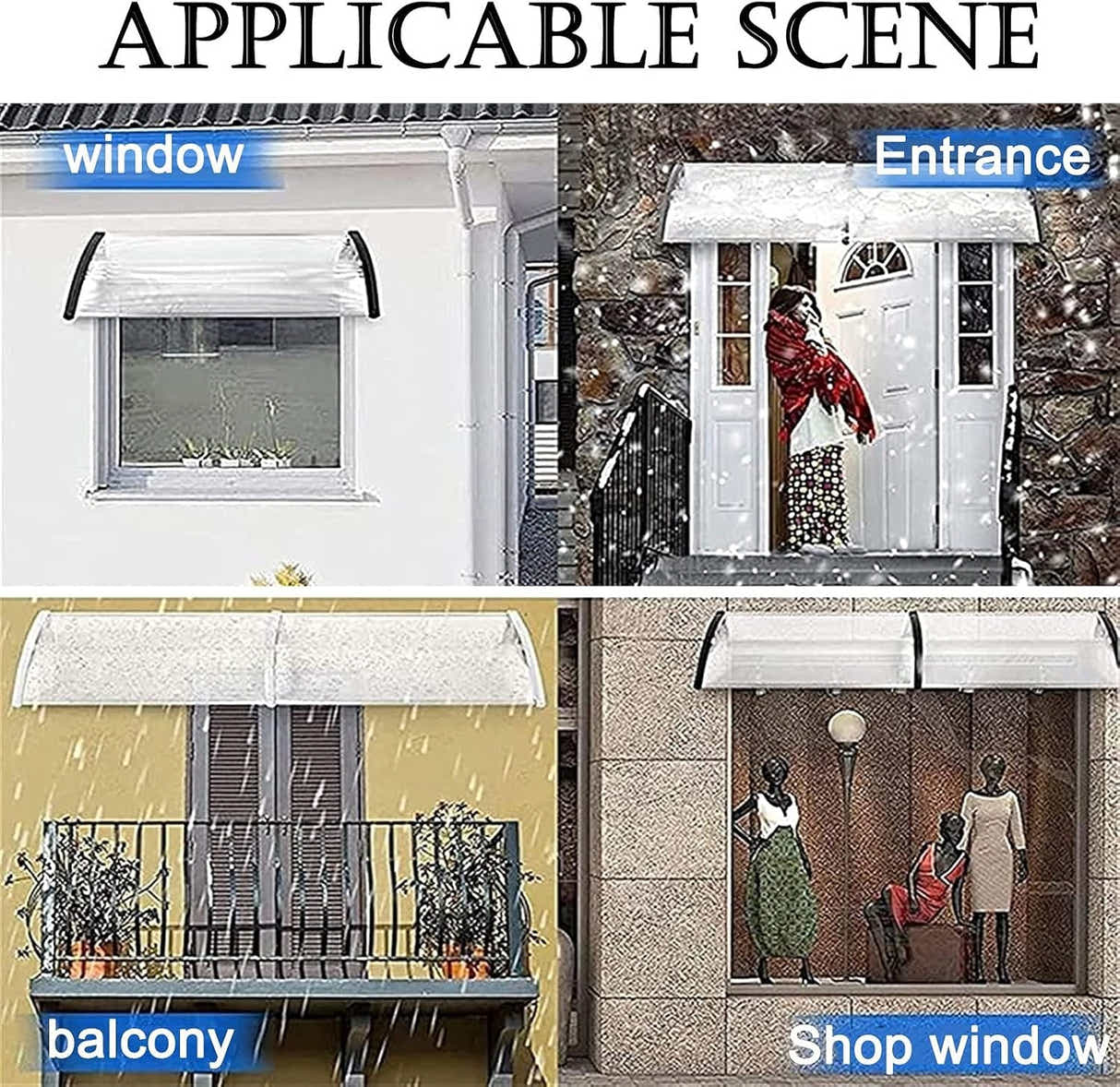 DS BS Door Awning Canopy 100x200cm – Outdoor Front Door Window Rain Shelter