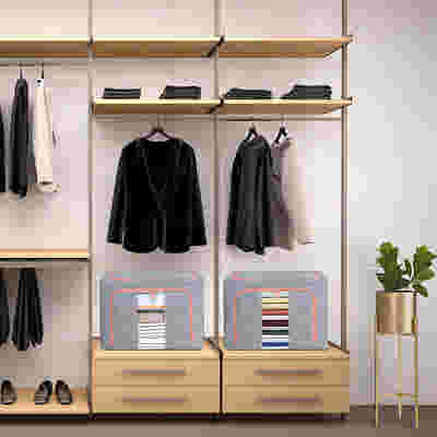DS BS 2PCS Foldable Steel Frame Clear Window Storage Bins Box-100L