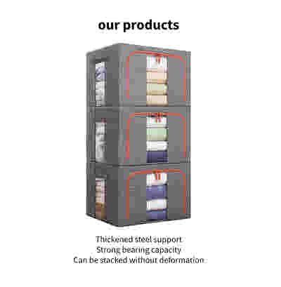 DS BS 2PCS Foldable Steel Frame Clear Window Storage Bins Box-66L