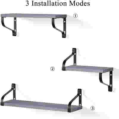 DS BS Floating Shelves Wall Mounted Set of 3-Grey