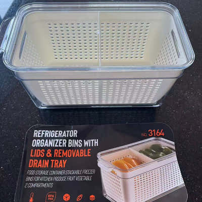 DS BS 4-Pack Refrigerator Organizer Bins with Lids