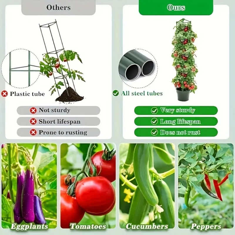 DS BS 3Pack 16MM Garden Tomato Cage Garden Plant Stakes