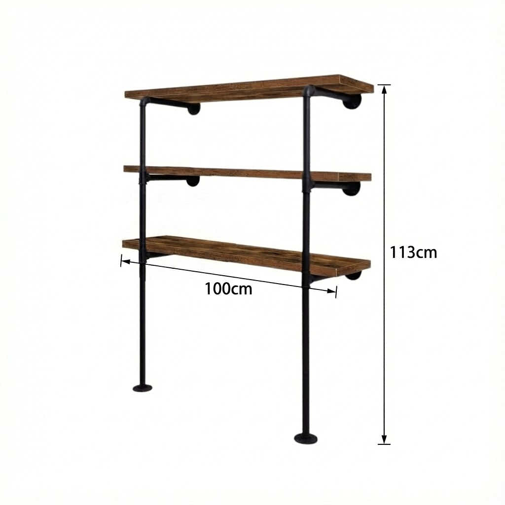 DS BS 3 Tier DIY Industrial Pipe Shelf 100CM