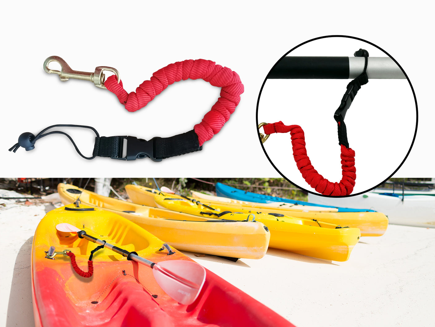 Kayak Paddle Leash with Brass Hooks