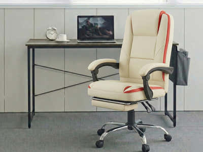 Koa Desk With Storage Bag & Siena Executive Office Chair PU Beige