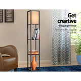 Led Floor Lamp Shelf Vintage Wood Standing Light Reading Storage Bedroom