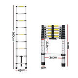 Giantz 2.6M Telescopic Ladder Aluminium Extension Extendable Steps
