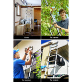 Giantz 2.6M Telescopic Ladder Aluminium Extension Extendable Steps