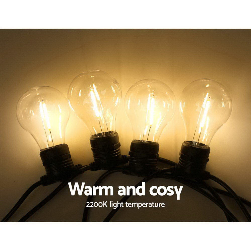 DS NA 50m LED Festoon String Lights 50 Bulbs Kits Wedding Party Christmas A19