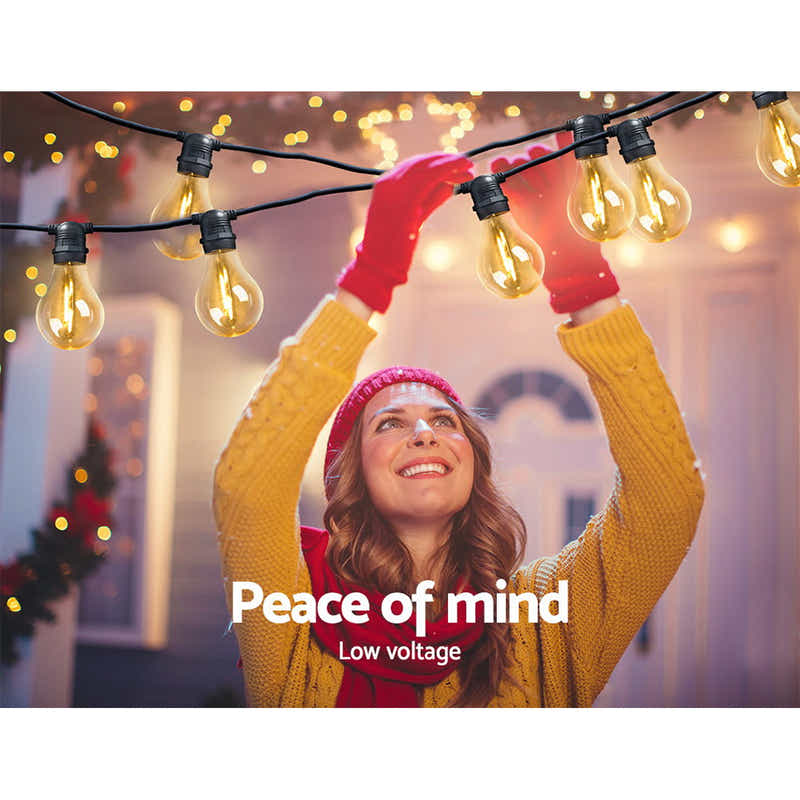 DS NA 68m Festoon String Lights LED Outdoor Wedding Party Garden Decor