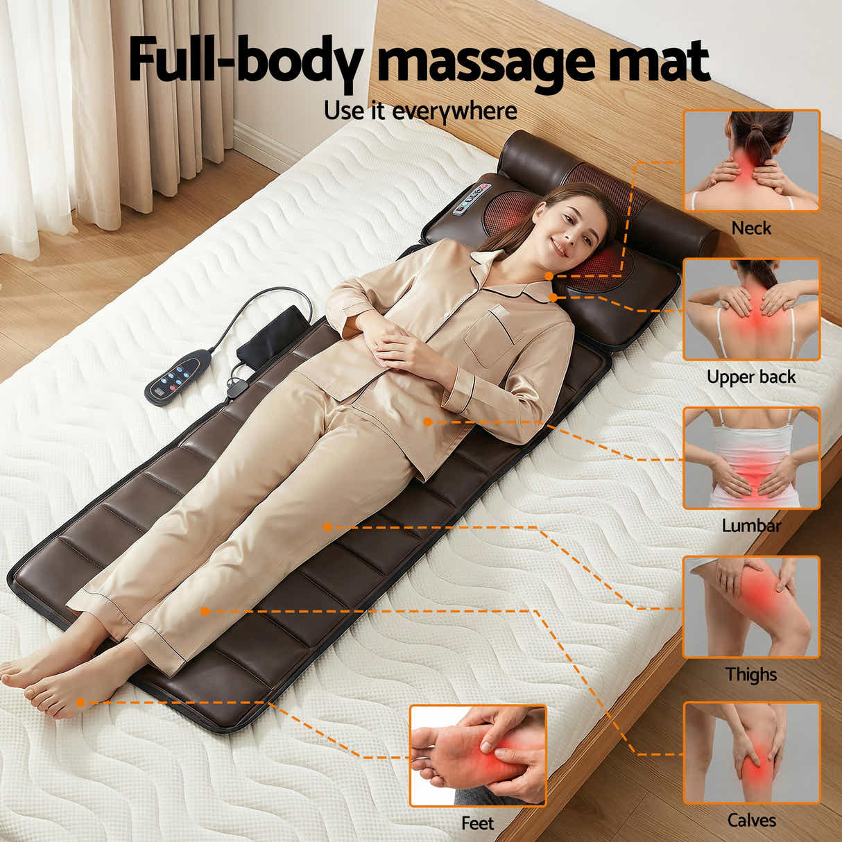 Livemor Massage Mat – Kneading Neck & Foot Massager with Heat, Vibration