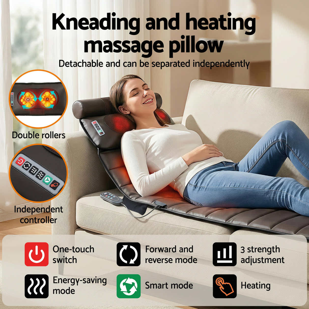 Livemor Massage Mat – Kneading Neck & Foot Massager with Heat, Vibration