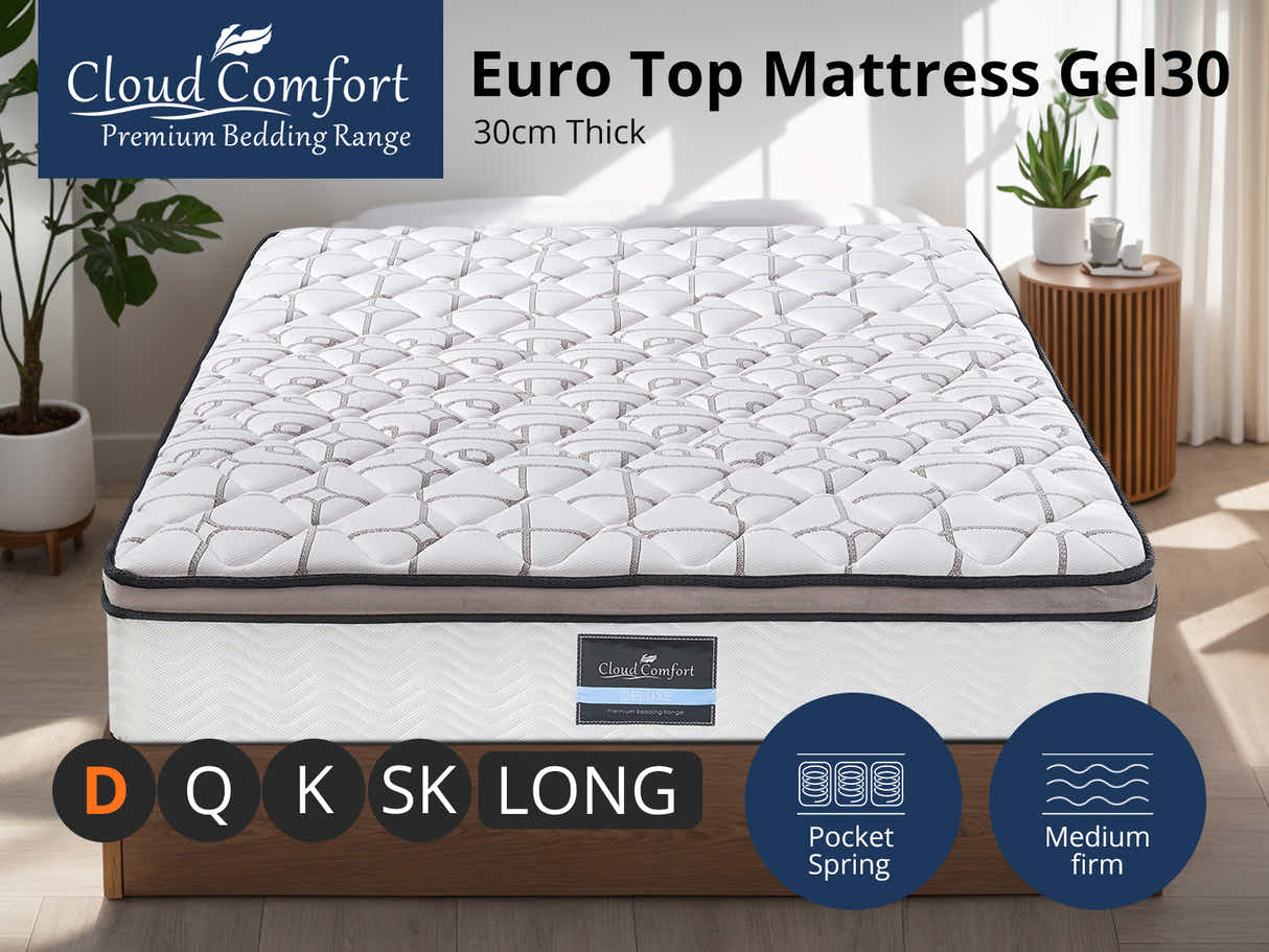 Euro Top Memory Foam Mattress GEL30 - Double