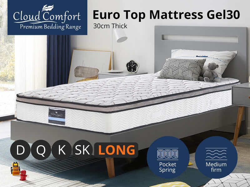 Euro Top Memory Foam Mattress GEL30 - Long Single