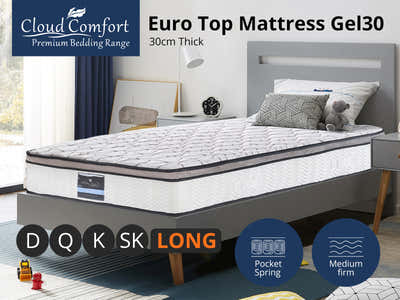 Euro Top Memory Foam Mattress GEL30 - Long Single