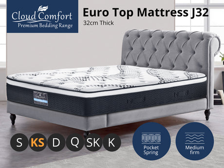 Euro Top Mattress J32 - King Single